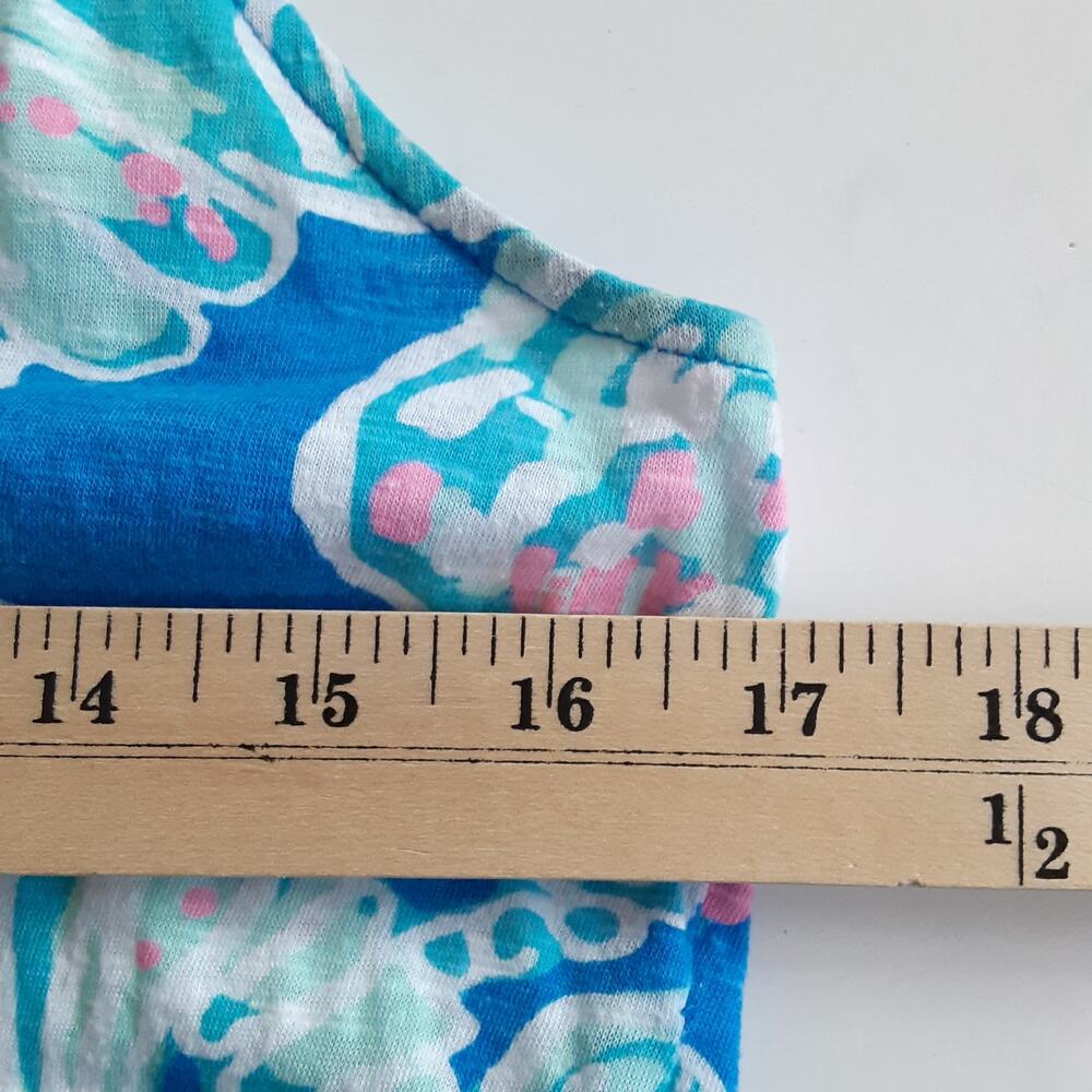Lilly Pulitzer Arya Tank Top Into The Deep Racerback Womens XS Beach Resort Blue - Picture 6 of 7